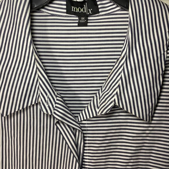 Mod x Women Striped Tweed Patchwork Oversized Top - Picture 3 of 4